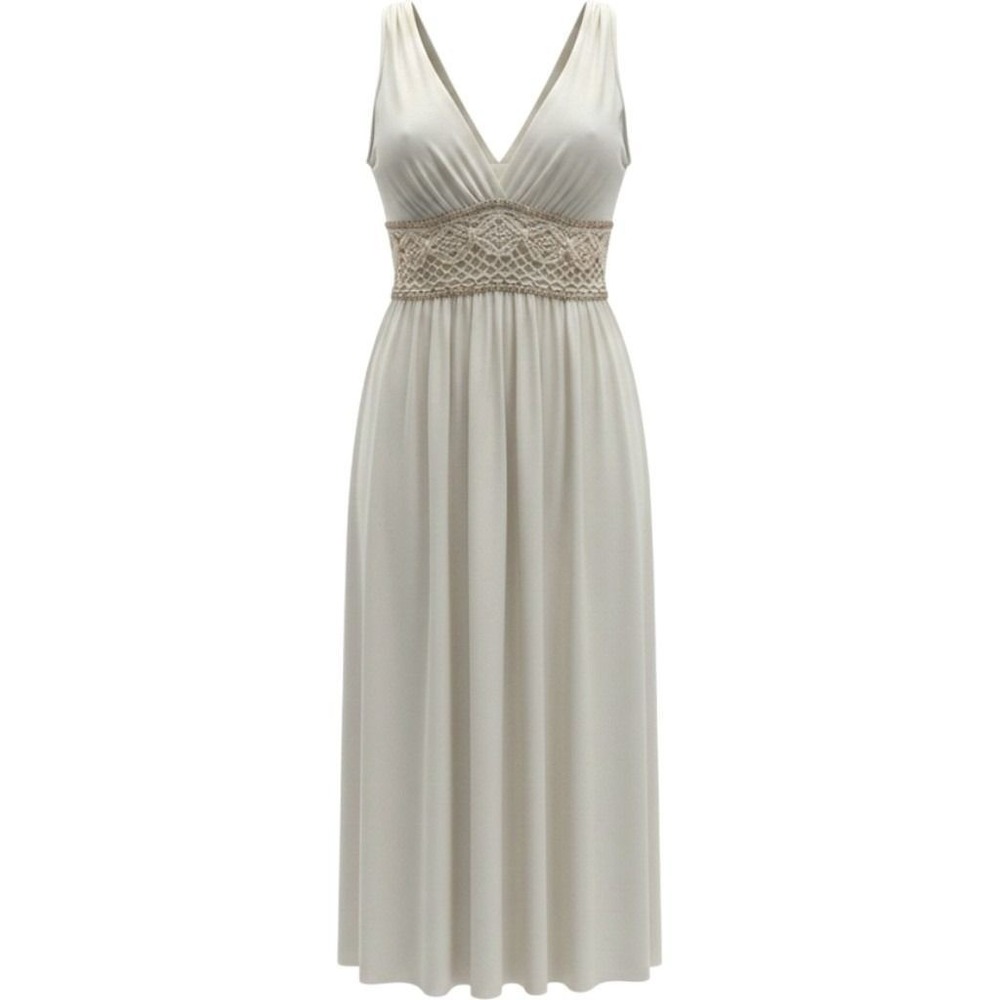 Tribute by Heni Neman Maxi Dress L Ivory Excellent Crochet Lace Empire Waist
